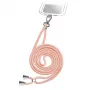 Telefoonkoord SBS TEUNILACEP, roze, stof, 1 stuk, lengte (verpakking) 200 mm