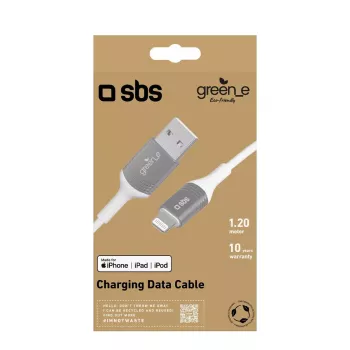 Lightning-kabel SBS GRECABLEUSBIP589W 1,2 m zilver wit