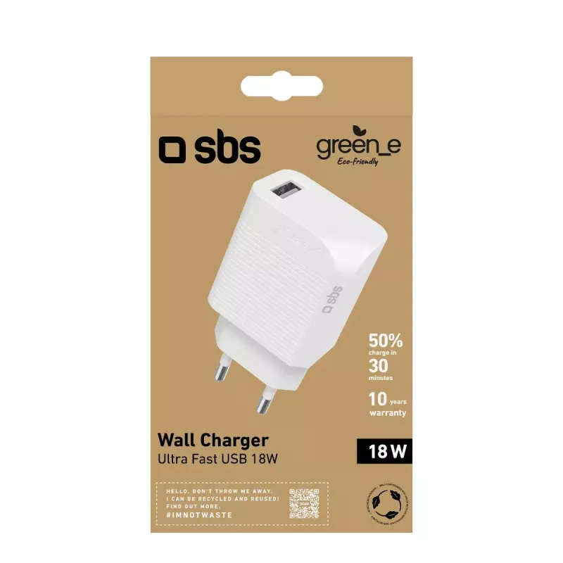 Mobiele oplader SBS GRETR1USB18W universeel wit AC snelopladen