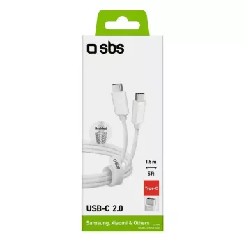 USB-C-naar-USB-C-kabel SBS Mobile TECABLETISSUETCCG, USB 2.0, 1,5 m, wit