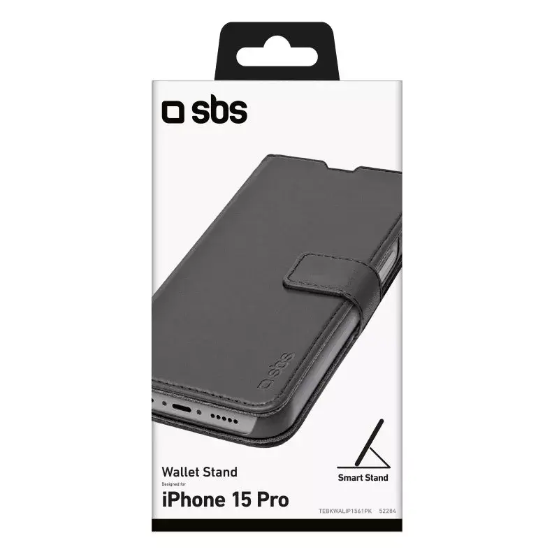 Wallethoesje SBS TEBKWALIP1561PK voor iPhone 15 Pro 6,1 inch zwart