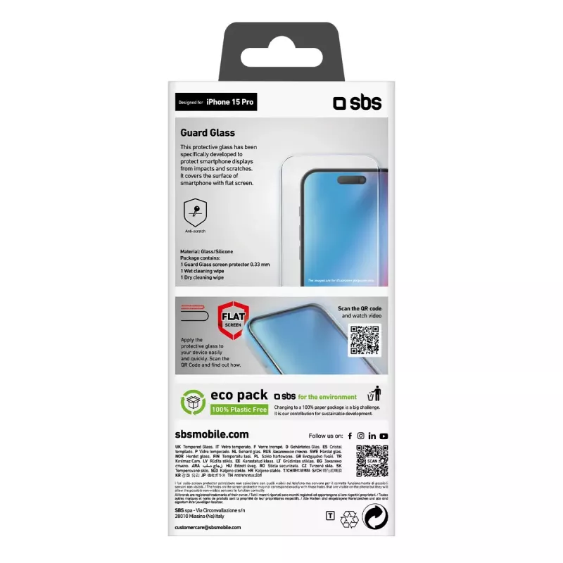 Beeldschermbescherming SBS TESCRGLIP1561P Apple iPhone 15 Pro gehard glas