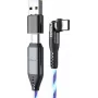 USB-C 2-in-1-kabel STATIK PowerPivot Pro 2 m draaibare stekker blauw lichtgevend