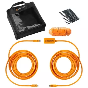 USB-C-naar-USB-C-kabel van tether tools CUC31R-ORG – 9,40 m, haaks, oranje