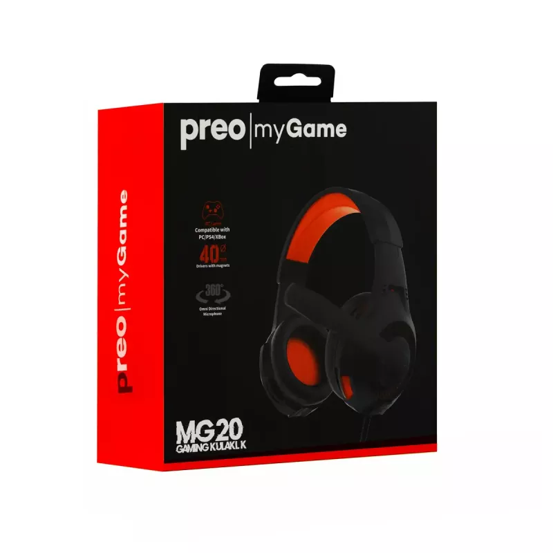 Headset Preo 125085402 bedraad gaming zwart rood 20-20000 Hz