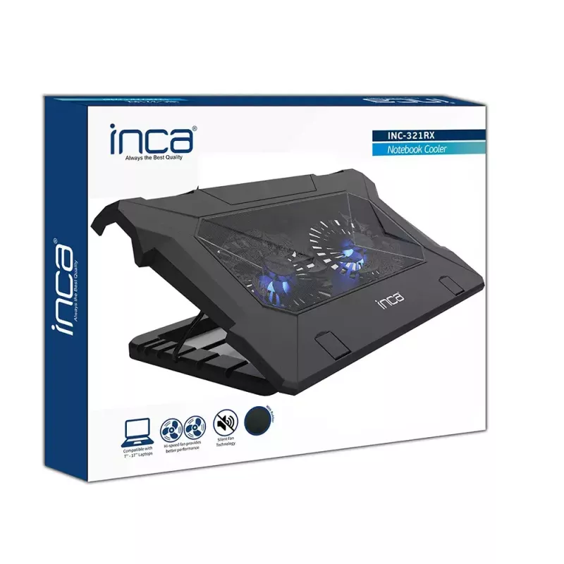 Laptop-koelpad Inca INC-321RX 43,2 cm 2 ventilatoren Zwart