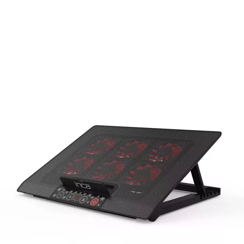 Laptop-koelpad Inca INC-601GMS 43,2 cm 6 ventilatoren USB Zwart