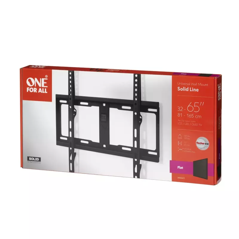 Tv-muurbeugel One For All Solid 165,1 cm (65) Zwart
