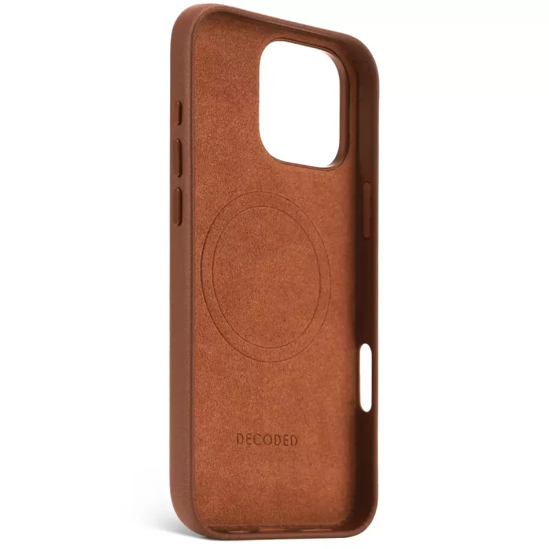 Decoded leren hoes voor iPhone 16 Pro Max 17,5 cm bruin