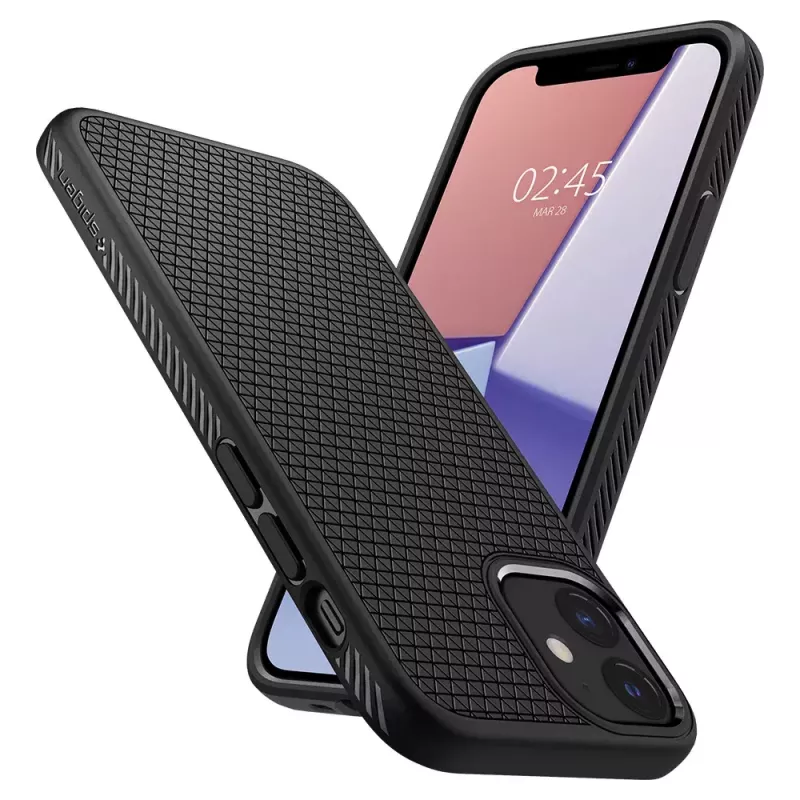 Hoes Spigen Liquid Air iPhone 12 12 Pro zwart