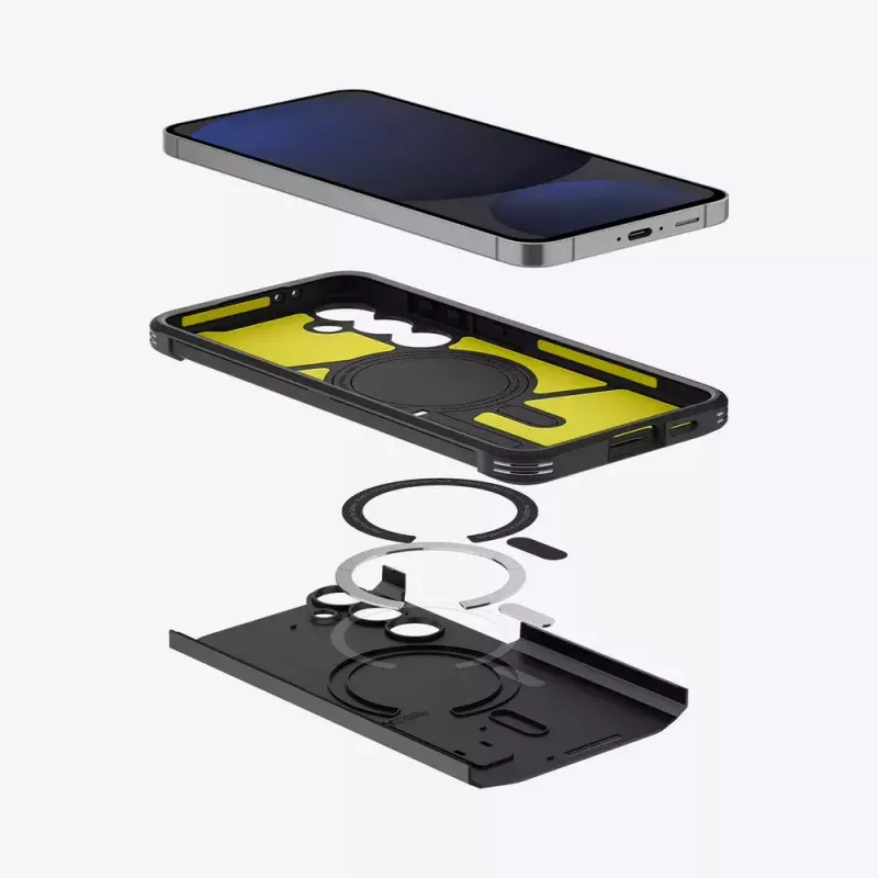 Hoesje Spigen Tough Armor Galaxy S24 FE zwart desktopstandaard