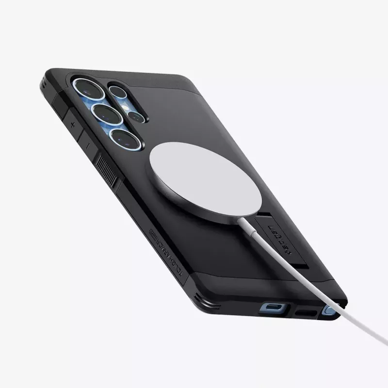Hoesje Spigen Galaxy S25 Ultra Tough Armor AI zwart desktopstandaard