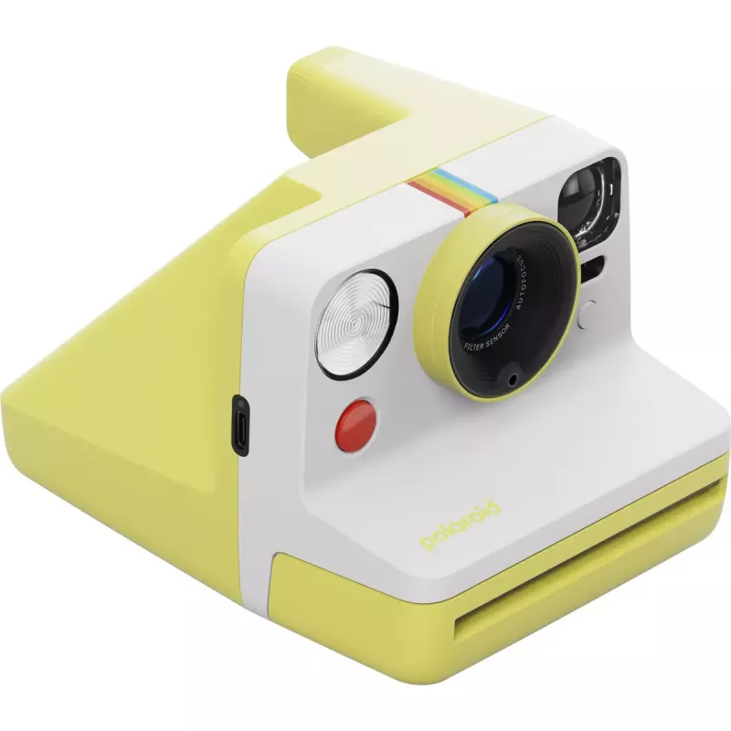 Sofortbildcamera POLAROID Now Gen 3 geel — model 9158, analoge instantcamera, ingebouwde flitser