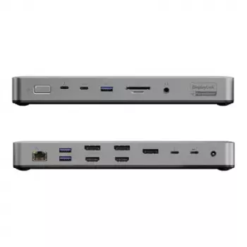Laptop-dock / poortreplicator ALOGIC TB4DU4 — bekabelde Thunderbolt, 96 W, SD-/microSD-kaartlezer, 3,5 mm, aluminium/ABS