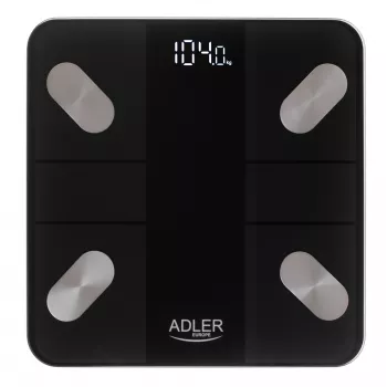 Adler slimme badkamerweegschaal AD 8186b automatische uitschakeling lichaamsvetanalyse Body Mass Index (BMI)-meting botmassa-analyse maximaal gewicht (capaciteit) 180 kg geheugenfunctie meerdere us