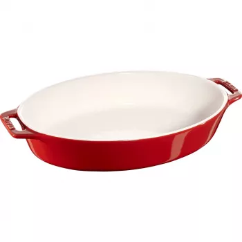 Staub ovale keramische plaat - 2,3 l, rood
