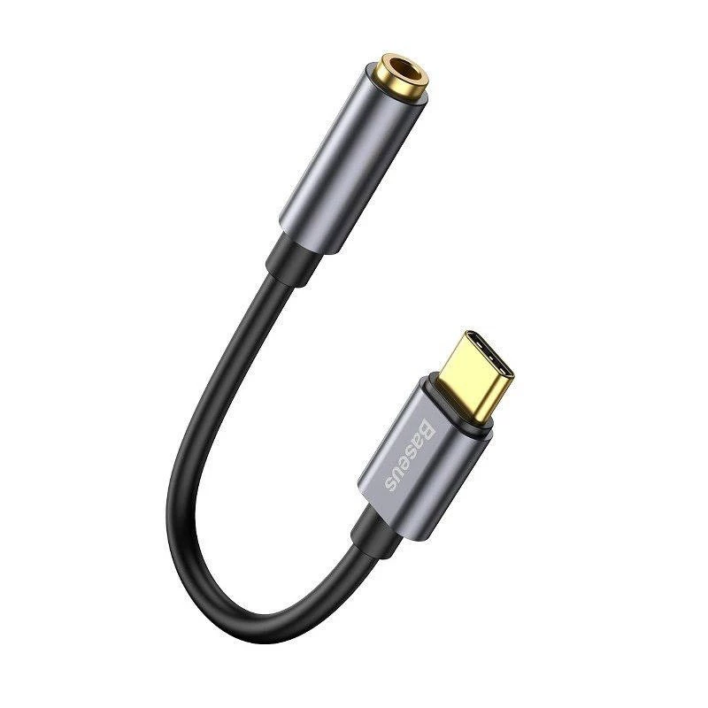 Baseus L54 audio-adapter USB-C + ministekker 3,5 mm (zwart+grijs)