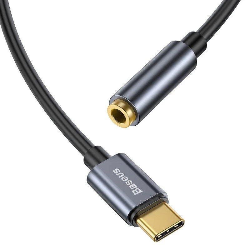 Baseus L54 audio-adapter USB-C + ministekker 3,5 mm (zwart+grijs)
