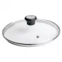 Tefal 28097612 pannendeksel rond zwart, RVS, transparant