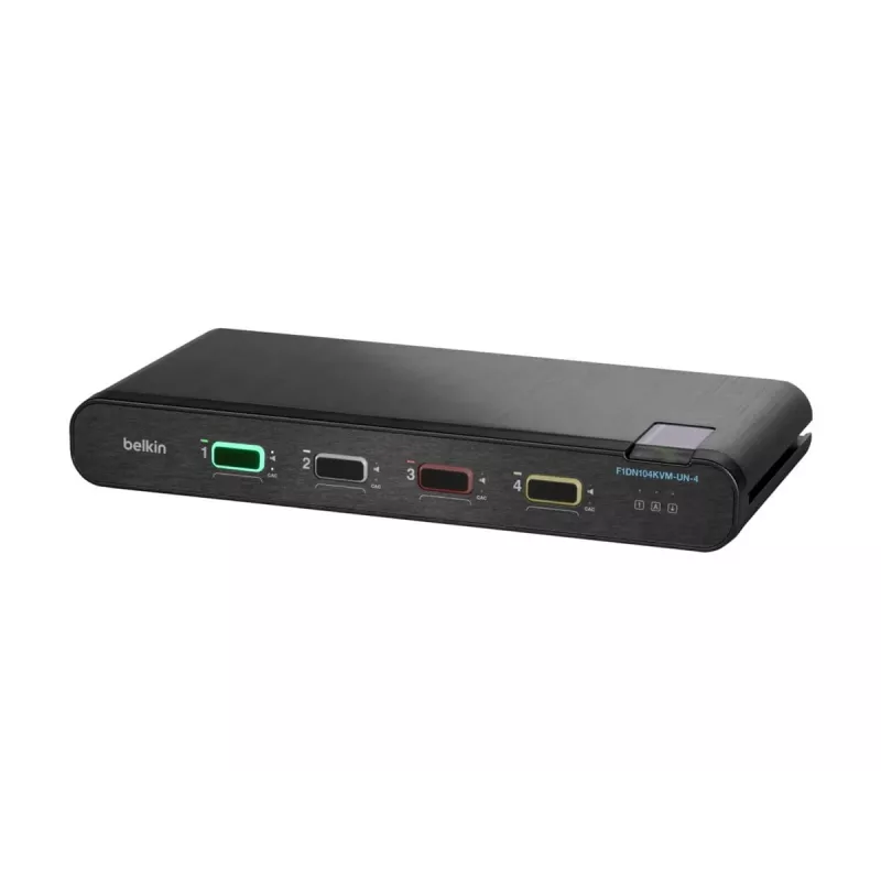 Belkin Universal Secure KVM-switch F1DN104KVM-UNN4, 4 poorten, enkel scherm, DP/HDMI naar DP/HDMI, 2e generatie, zonder CAC, PP4.0