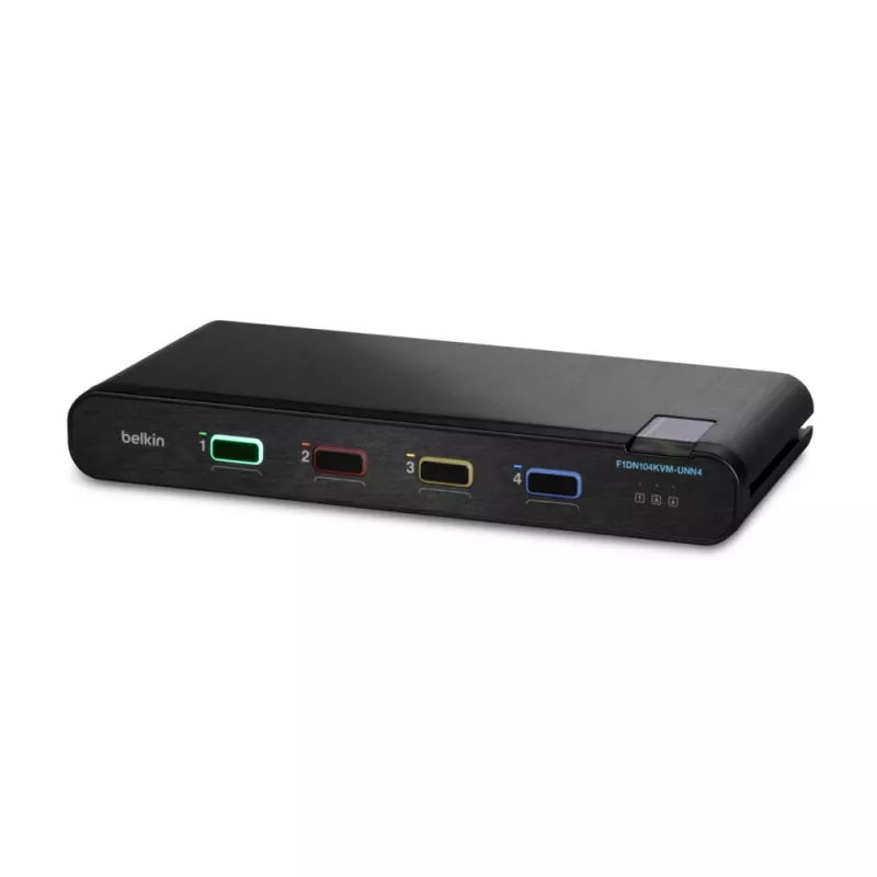 Belkin Universal Secure KVM-switch F1DN104KVM-UNN4, 4 poorten, enkel scherm, DP/HDMI naar DP/HDMI, 2e generatie, zonder CAC, PP4.0