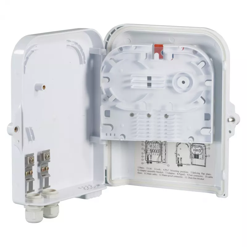 FTTH IP65 aansluitbox voor 16 vezels, 8 splitters en vezeloverlengte fabrikant: EFB-Elektronik (FTTH-BOX-OUT-2)