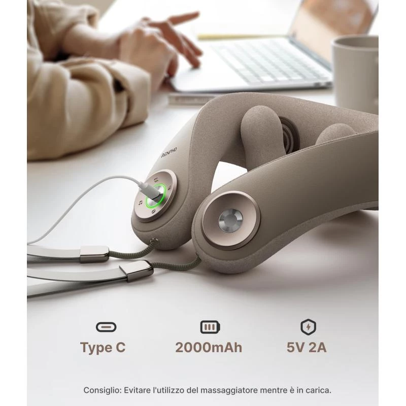RENPHO R-L001 grijs draagbare elektrische nekmasseur
