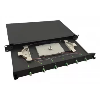 helos glasvezel 19 lasdoos 6 x LC/APC duplex OS2, lasgereed, zwart