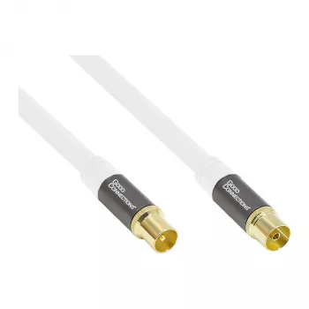 Antennekabel SmartFLEX, IEC/coax stekker naar bus, verguld, viervoudig afgeschermd, afscherming 120 dB, wit, 1,5 m, Good Connections® (GC-M2042)