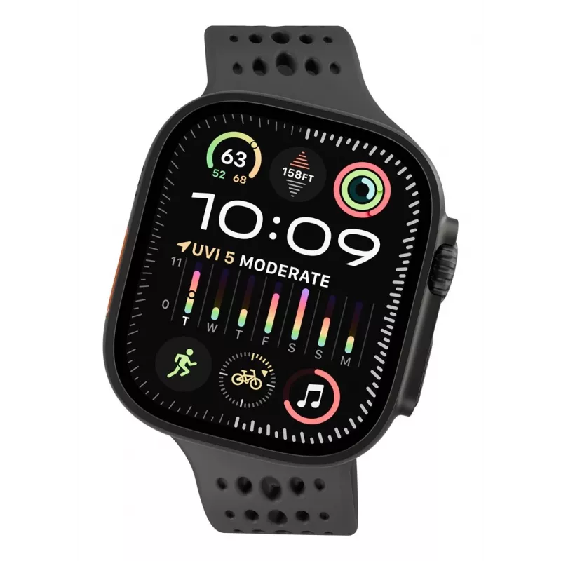 Decoded Silicone Ares O Band - siliconenband voor Apple Watch 44/46/49 mm (zwart)
