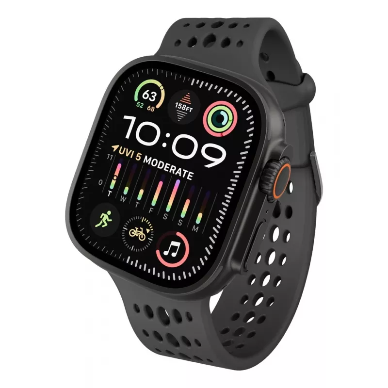 Decoded Silicone Ares O Band - siliconenband voor Apple Watch 44/46/49 mm (zwart)