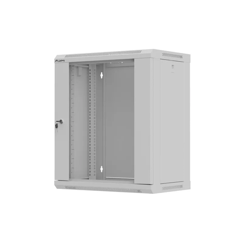 Rackkast wandmontage 19 inch 12HE 540x350 grijs glazen deur (flat pack)