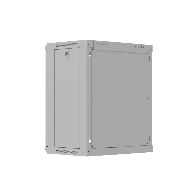 Rackkast wandmontage 19 inch 12HE 540x350 grijs glazen deur (flat pack)
