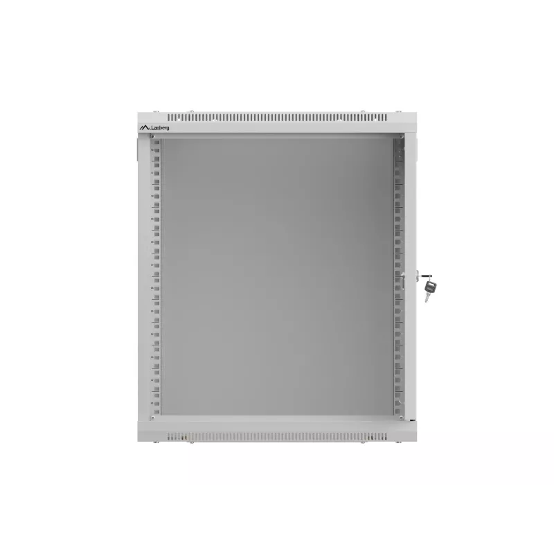 Rackkast wandmontage 19 inch 12HE 540x350 grijs glazen deur (flat pack)