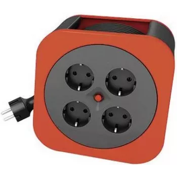 REV Cable box S - verlengrol - wisselstroom 230 V - 3000 watt - uitgangsaansluitingen: 4 (4 x spanning) - 10,0 m - rood (0010012600)