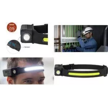 ANSMANN LED-hoofdlamp HD240RS, 240 lumen, oplaadbaar zwart, met sensor, COB- & spot-LED, 5 lichtfuncties, - 1 stuk (1600-0765)