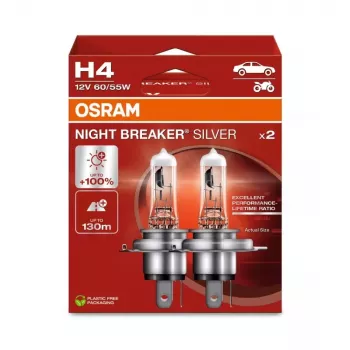 OSRAM NIGHT BREAKER SILVER H4 12 V 60/55 W, 2 stuks