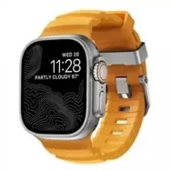 NOMAD Rocky Point Band - armband voor Apple Watch 46mm/49mm met FKM en titanium (sol, natuurlijke hardware)