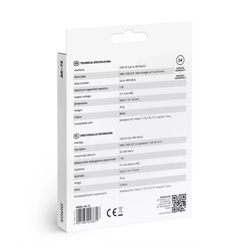 Externe HDD/SSD-behuizing AK-73 SAVIO