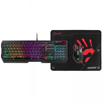 A4TECH BLOODY USB B1700 B140N +ES7 + BP-50M USB/ esports zwart USB set (toetsenbord+muis+muismat) (EN)