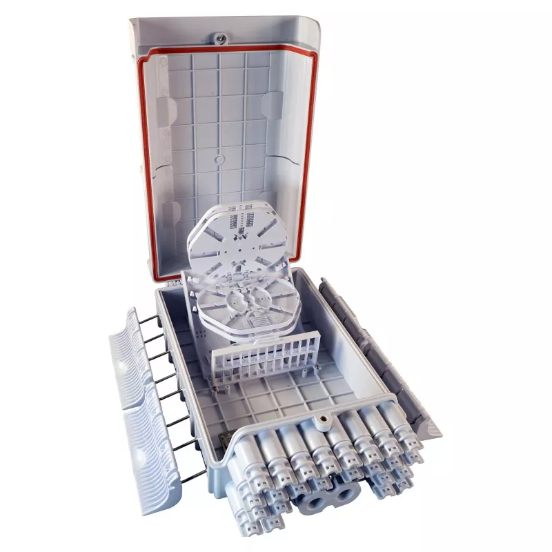FTTH IP65 outdoor glasvezel-aansluitbox Fabrikant FTTH-BOX-OUT-5 voor 48 vezels, 24 adapters, lascassette inbegrepen
