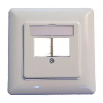 EFB Elektronik 2-poorts Keystone frame-set ET-25091 — rechte DIN49075 uitlaat, RAL9003 wit, 80×80 mm frame met 50×50 mm centraalplaat
