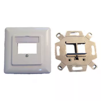 EFB Elektronik 2-poorts Keystone frame-set ET-25091 — rechte DIN49075 uitlaat, RAL9003 wit, 80×80 mm frame met 50×50 mm centraalplaat