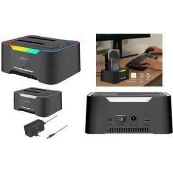 Dockingstation LOGILINK Quickport QP0036, USB 3.2, 2-voudig voor 2,5/3,5 inch SATA HDD/SSD