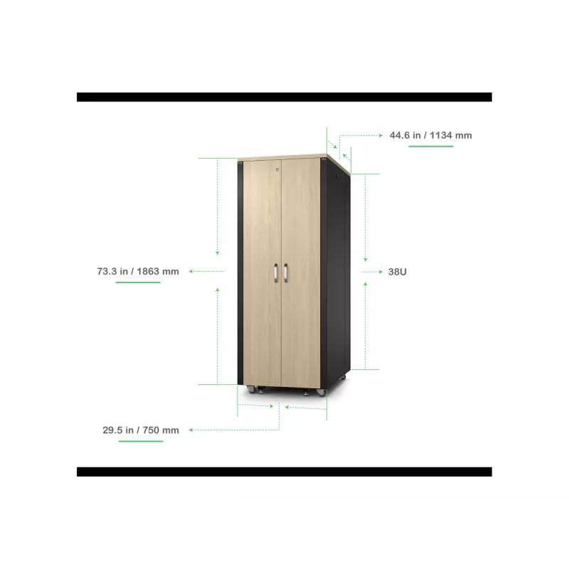 APC NetShelter - kast (horizontaal) - geluidsisolerend - AC 230 V - ahorn - 38U - 48,3 cm (19 inch)