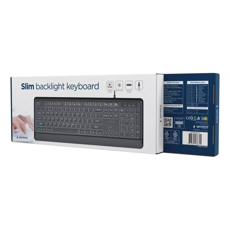Toetsenbord multimedia USB ENG/ZWART KB-UML-04 Gembird