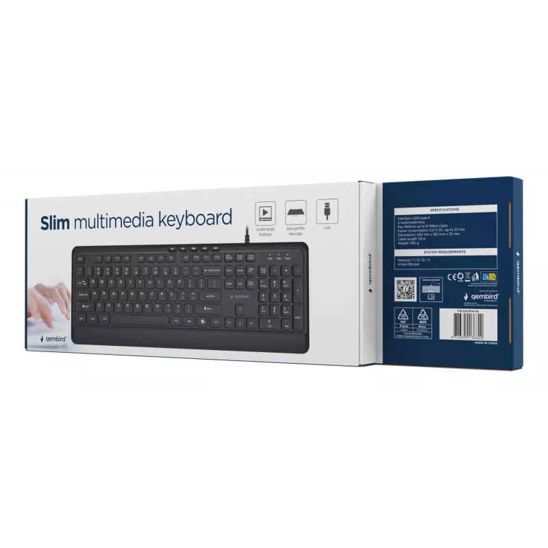 Toetsenbord multimedia USB ENG/zwart KB-MCH-05 Gembird