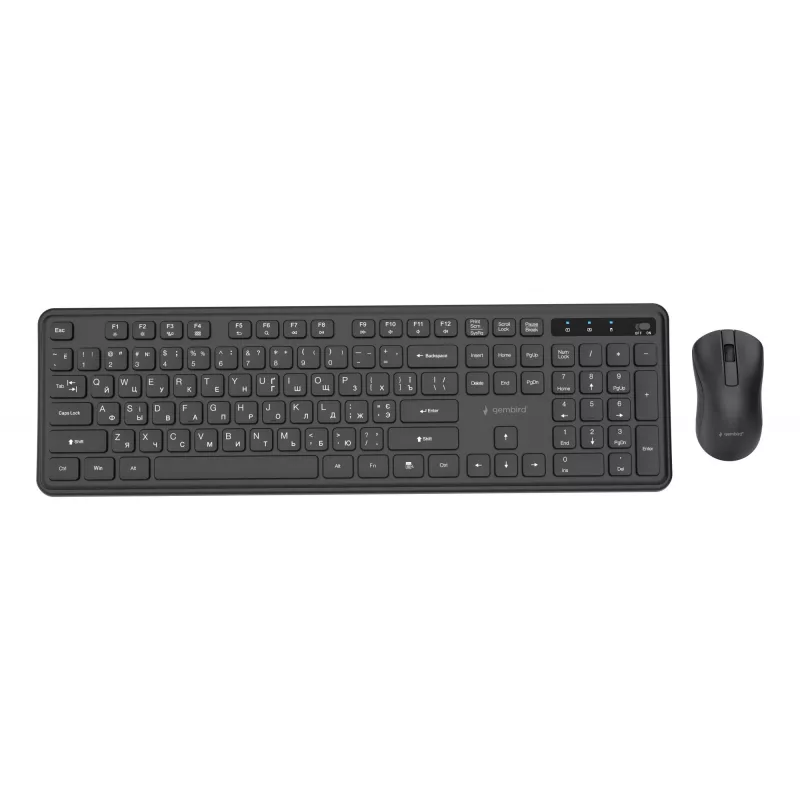 Gembird KBS-WPS-01-CYRL draadloze toetsenbord-muisset, cyrillisch, zwart