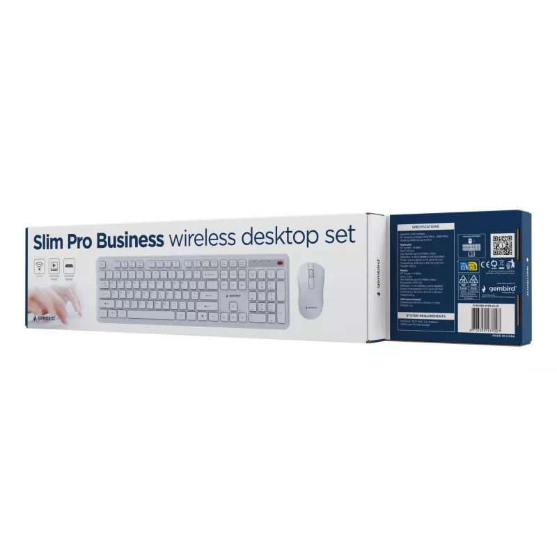 Toetsenbord + muis draadloos ENG/WIT KBS-WPS-01-W Gembird