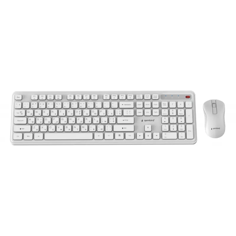 Gembird KBS-WPS-01-W-CYRL draadloze toetsenbord-muisset, cyrillisch, wit